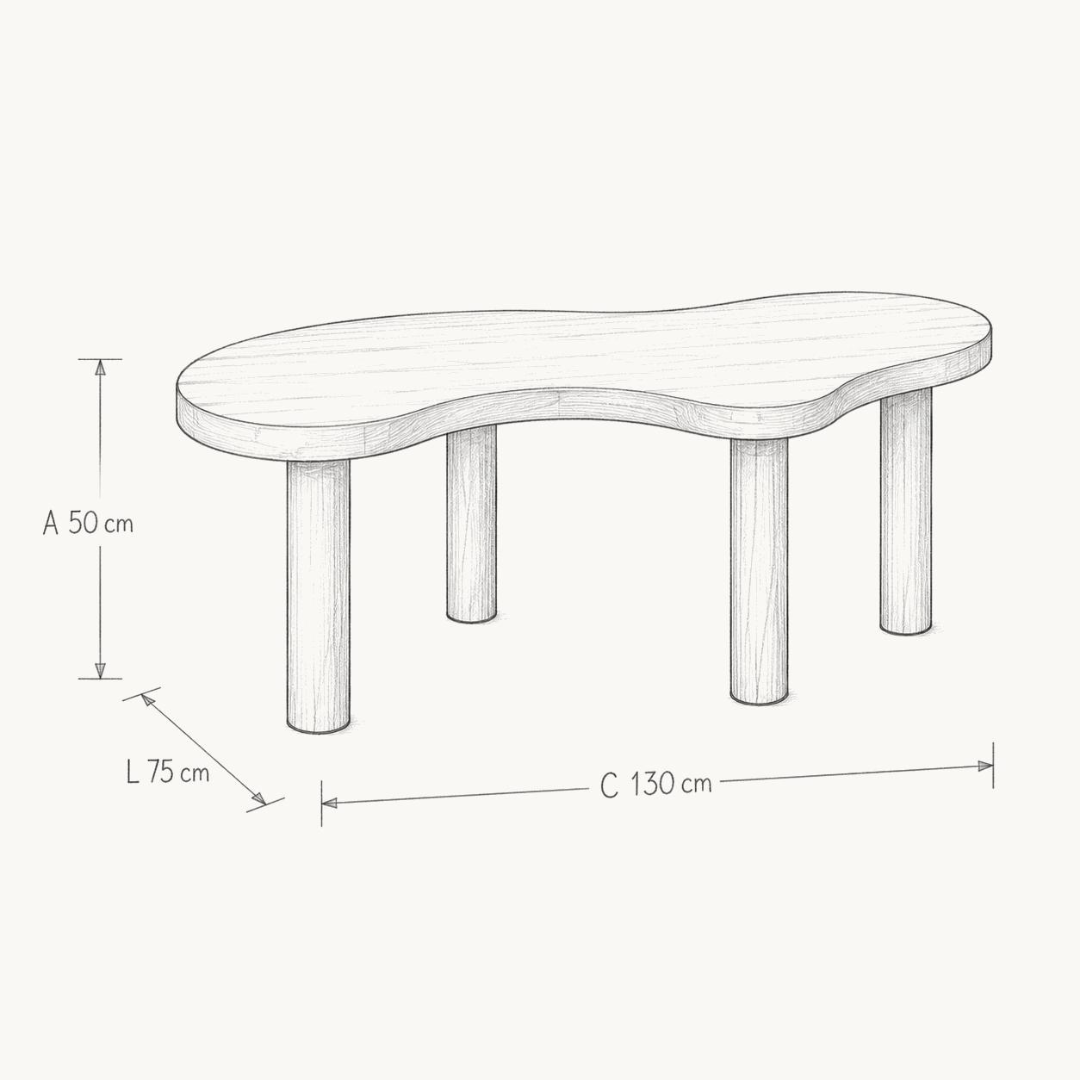 Desenho técnico da Mesa Orgânica Baby Wood
