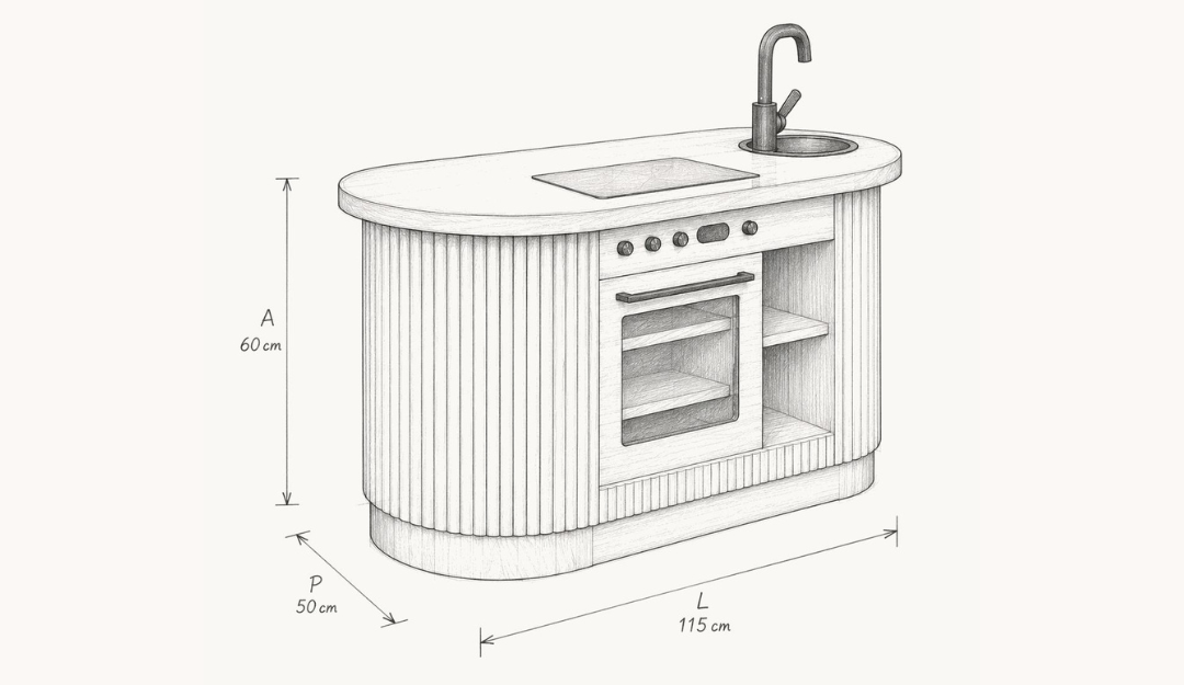 Cozinha Canela completa Baby Wood - L 1.15 x P 40 x A 45 cm